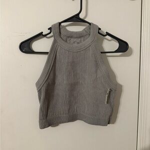 Gray Ribbed Women's Top